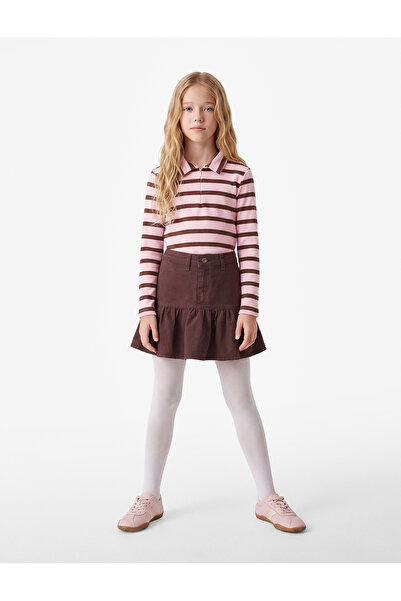 Koton Cotton A-Line Ruffle Detailed Gabardine Mini Skirt