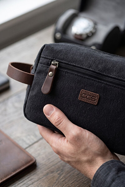 byhakan Ççs 31322 Canvas (Cotton) Shaving Bag Handbag Personal Bag Black