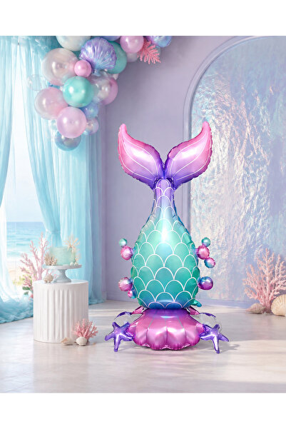 Parti dolabı Deniz Kızı Kuyruğu Ayaklı Folyo Balon, Mermaid Doğum Günü Parti ...