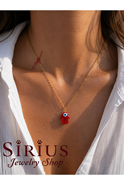 sirius jewelry 316L Çelik Zincirli Murano Hamsa Kolye