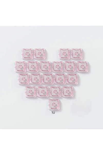 Choice Pink 20pcs 1U Keycaps with Unique Cats Head MAO Transparent Keycap Com...