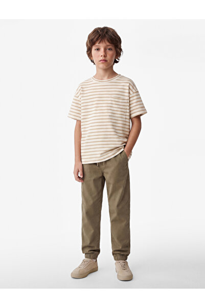 Koton Cotton Short Sleeve Crew Neck Striped Oversize T-Shirt