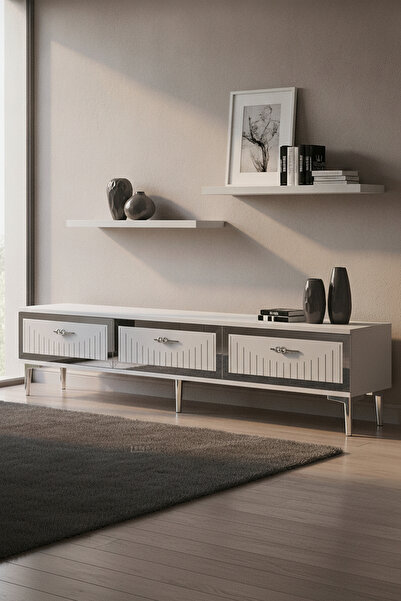 CENEYRA TSA1802BS - TUNA TV STAND BEYAZ-SILVER 180CM