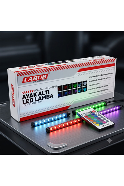 Carub Çakmaklık Girişli Ambians Ayak Altı Led Kumandalı Araç Içi Aydınlatma 4...