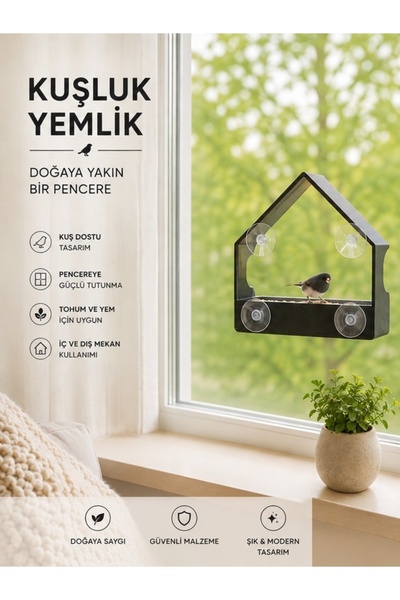 Tofu Yapışkan + Vantuzlu | Kuş Yemlik Bahçe Tipi & Ev Tipi Kullanım | Özel Ta...