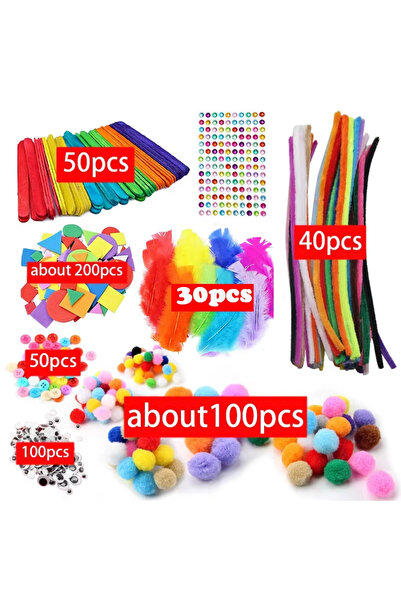 Choice1 B Kids Creative Plush Stick Pompoms Rainbow Colors Feather Eyes Stick...