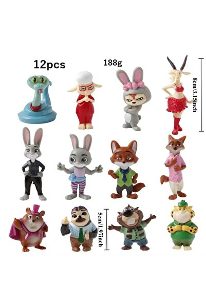 Choice 1 set 12Pcs Zootopia 2 Cartoon Anime Figure Nick Fox Judy Zootropolis ...