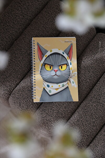 Crow Notebook A5 (14X21Cm) Cat Series Orange Spiral School Notebook 80 Sheets...