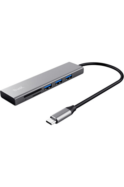 Trust Hub USB Halyx Fast USB-C și cititor de carduri, Hub cu 3 porturi