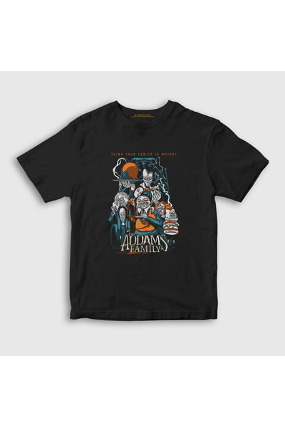 Presmono Unisex Kids Black Poster Wednesday Addams Family Addams Family T-shi...