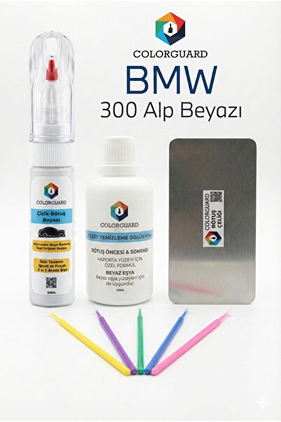 COLORGUARD BMW 300 Alp Beyazı 2'si 1 İğneli/Fırçalı Rötuş Boyası, Solüsyon, R...