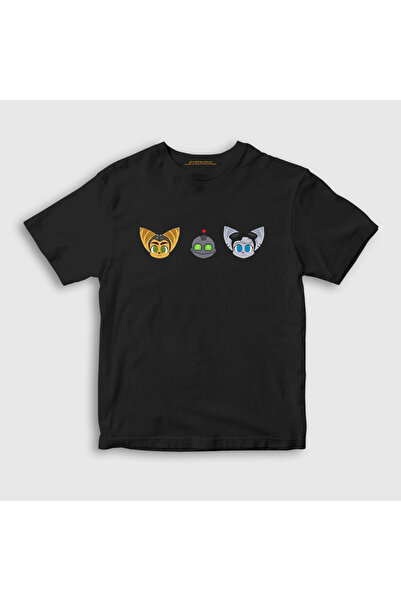 Presmono Unisex Kids Black Ratchet Clank and Rivet Rift Apart T-Shirt 609309Tt