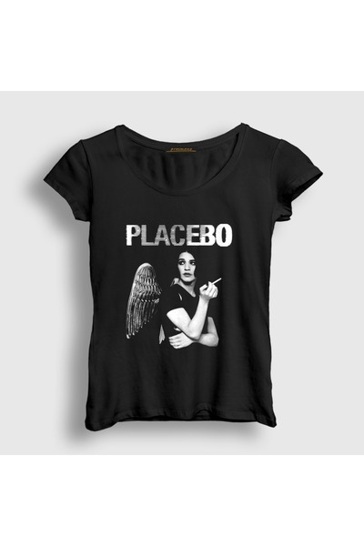 Presmono Women's Black Angel Brian Molko Rock Placebo T-Shirt 616363Tt