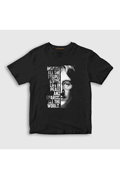 Presmono Unisex dečija crna deljena Beatles majica John Lennon T-shirt 35212tt