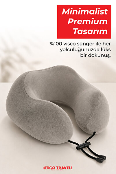 Viscofoam Comfy Ortopedik Seyahat Yastığı Visco Boyun Destekli Seyahat Yastığı - Gri | Ergo Travel