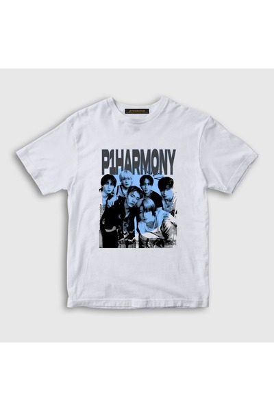 Presmono Unisex Kids White Poster K-Pop P1Harmony T-Shirt 620557Tt