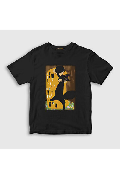 Presmono Unisex Children's Black Cat Kiss Cat Feline Gift Gustav Klimt T-Shir...