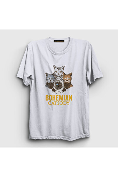 Presmono Unisex White Bohemian Catsody Queen Cat T-Shirt 422943Tt