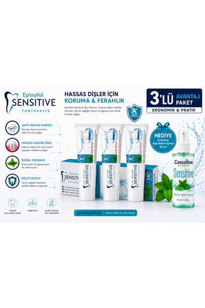 Epinafol Sensitive 3'lü Antitartar Hediyeli