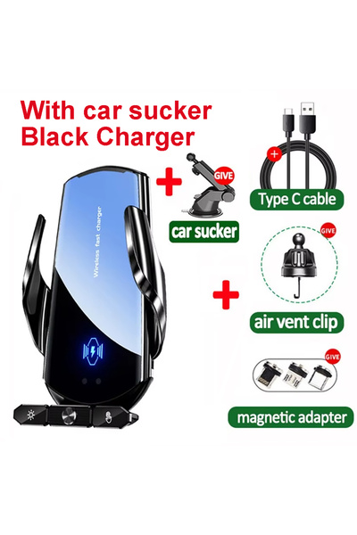 Choice1 Black With Sucker Car Wireless Charger Magnetic Fast Charging Station...