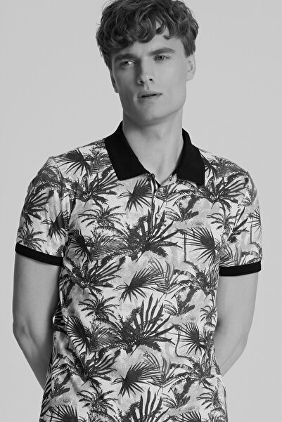 W Collection SİYAH DESENLİ POLO YAKA T-SHIRT