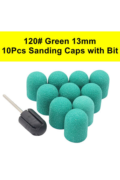 Choice5 Green 120Grit 10 Pcs Green Black Nail Sanding Caps with Bit Nail Dril...