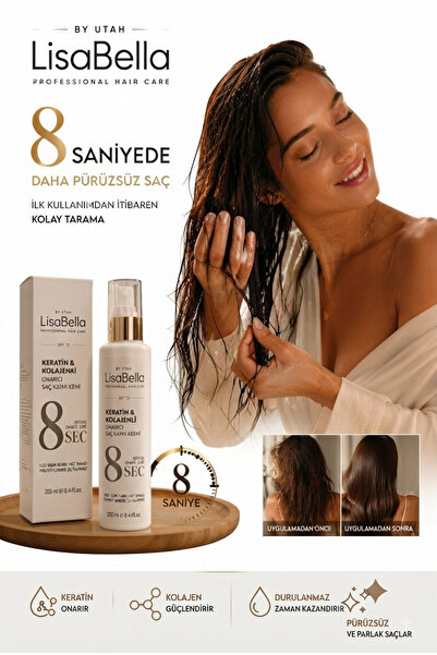 BY UTAH LİSA BELLA Durulanmayan Saç Kremi Keratin & Collagen 250 ml 👉 "Kabar...