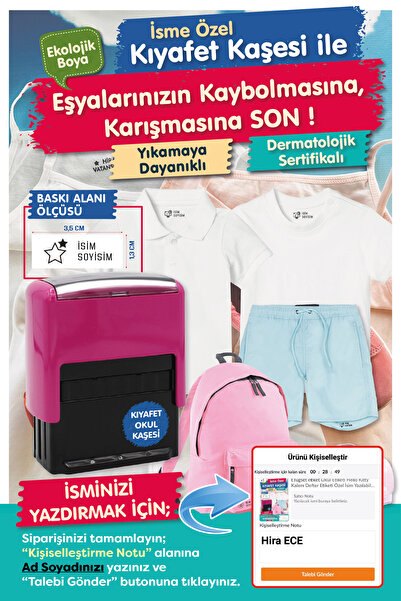 t tuğset etiket Kıyafet Kaşesi Okul Kaşesi İsme Özel Öğrenci Kaşesi İSİM Kaşesi t533