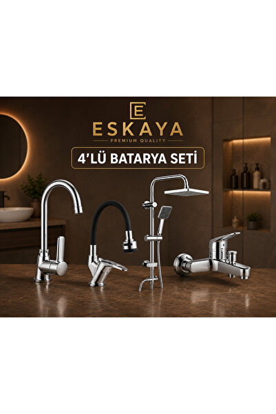 ESHOME Lüx 4'lü Set Robot Yagmurlama Tepe Duş Seti - Banyo - Mutfak - Esnek L...