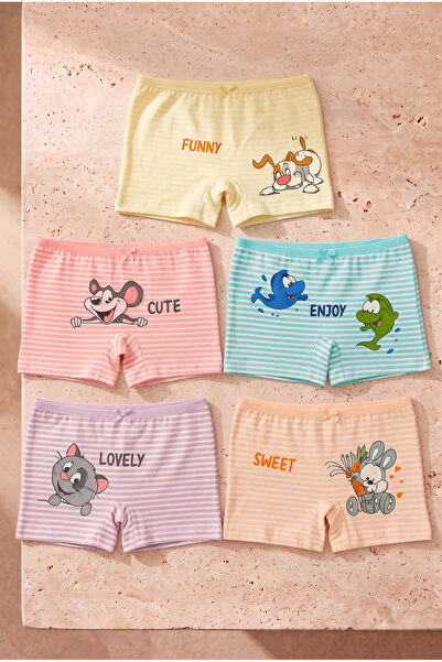 BONY SOCKS Μπόξερ 5 τεμαχίων με σχέδια ζώων για κορίτσια