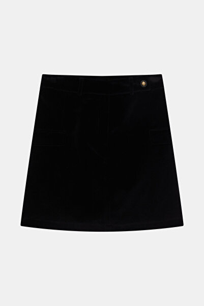 W Collection SİYAH KADİFE MİNİ ETEK