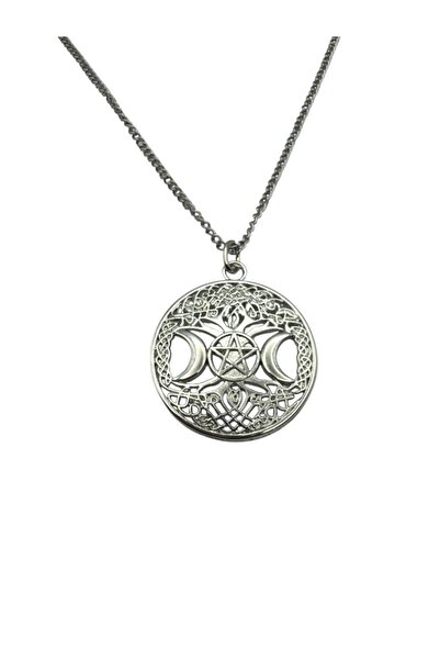 Herşey Nota Unisex Necklace with Triple Moon Goddess and Tree of Life Figurin...