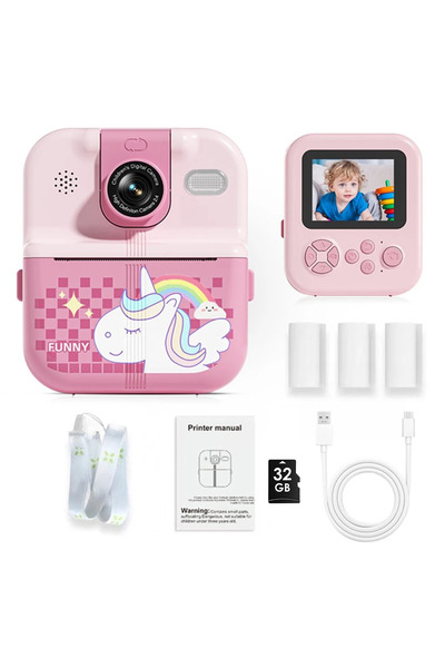 Choice Pink Kids Camera Instant Print Bluetooth Connection Photo 1080P HD Tod...