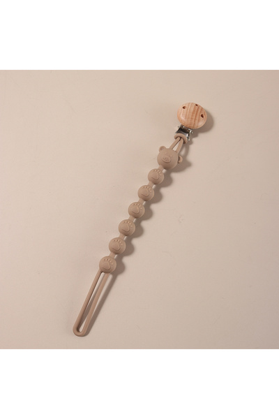 Choice khaki Baby silicone cartoon pacifier chain -bear shape ball beading Ba...