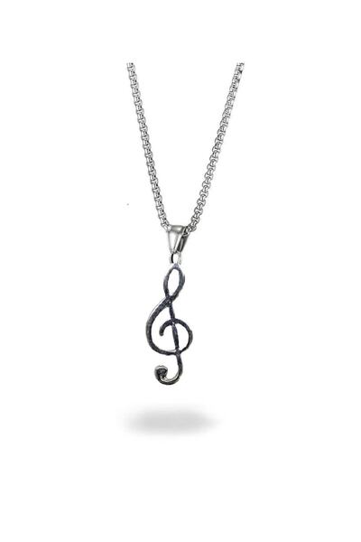 Herşey Nota Left Key Stainless Steel Necklace