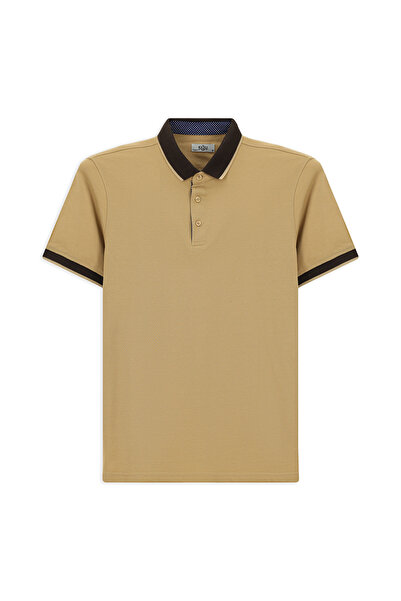 Kiğılı Polo Yaka Regular Fit Desenli Pamuklu Tişört