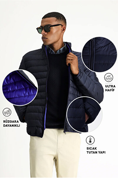 Kiğılı Stand Collar Zippered Pocket Windproof Warm Quilted Sports Coat