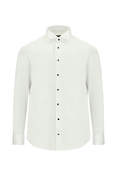 Kiğılı Ata Yaka Slim Fit Non-Iron Cotton Shirt