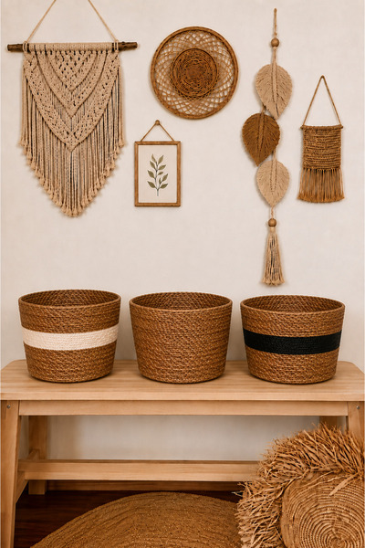 KaiHome Wicker 3 Pieces Sturdy and Durable Basket/Planter/Organizer