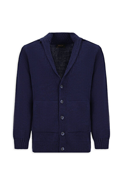 Abdullah Kiğılı Alpaca Wool Shawl Collar Buttoned Pocketed Knit Cardigan / Ja...