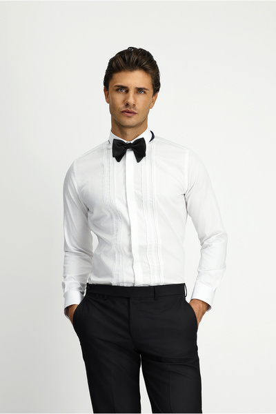 Kiğılı Cămașă din bumbac plisată clasică, cu mânecă lungă slim fit Dar croial...