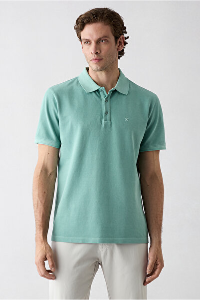 Kiğılı Regular Fit Buttoned Polo Collar Embroidered 100% Cotton T-Shirt