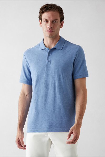 Kiğılı Regular Fit Polo Neck Mercerized Cotton T-Shirt