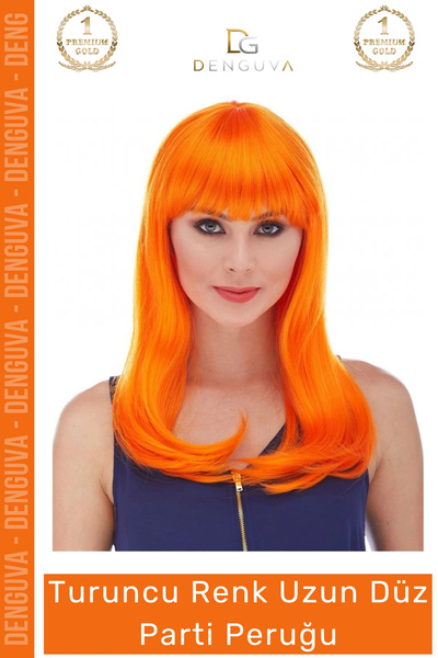Generic Brand Long Straight Party Wig Orange Color Costume Accessory