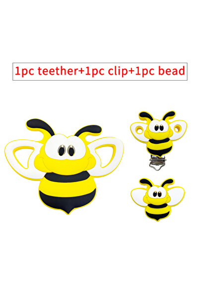 Choice 3pcs 3pcs/set Silicone Cartoon Animal Figure Teether Beads and Clips B...