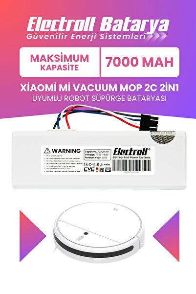 ELECTROLL Xiaomi Mi Vacuum Mop 2c 2in1 Uyumlu Batarya (MAKSİMUM KAPASİTE) 700...