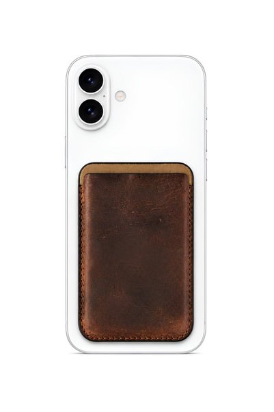 PiyasaSepeti iPhone 16 Heritage Genuine Leather Wallet Magsafe Vintage Brown