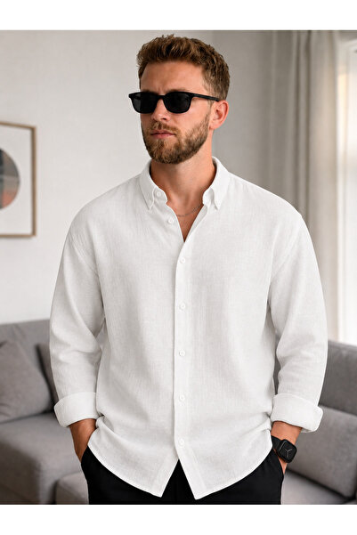 legends butik Erkek Keten Görünümlü Yazlık Gömlek – Ütü Gerektirmez Pamuklu N...
