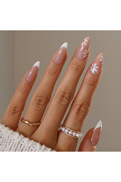 Choice DY240 24Pcs Almond Head Fake Nails Daisy Full Coverage Nail Art Acryli...