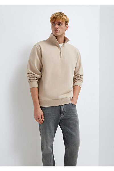 Mavi Yarı Fermuarlı Ekru Sweatshirt 0S10278-70004